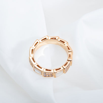 [Luxe Jewelry]SERPENTI RING PINK GOLD MOP DIAMOND PAVED 4MM