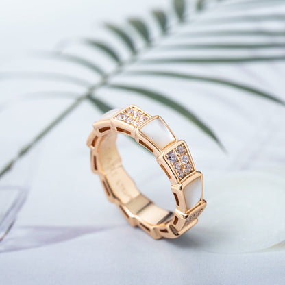 [Luxe Jewelry]SERPENTI RING PINK GOLD MOP DIAMOND PAVED 4MM
