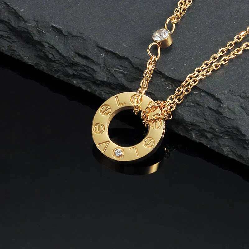 [Luxe Jewelry]LOVE NECKLACE 16MM 2 DIAMONDS