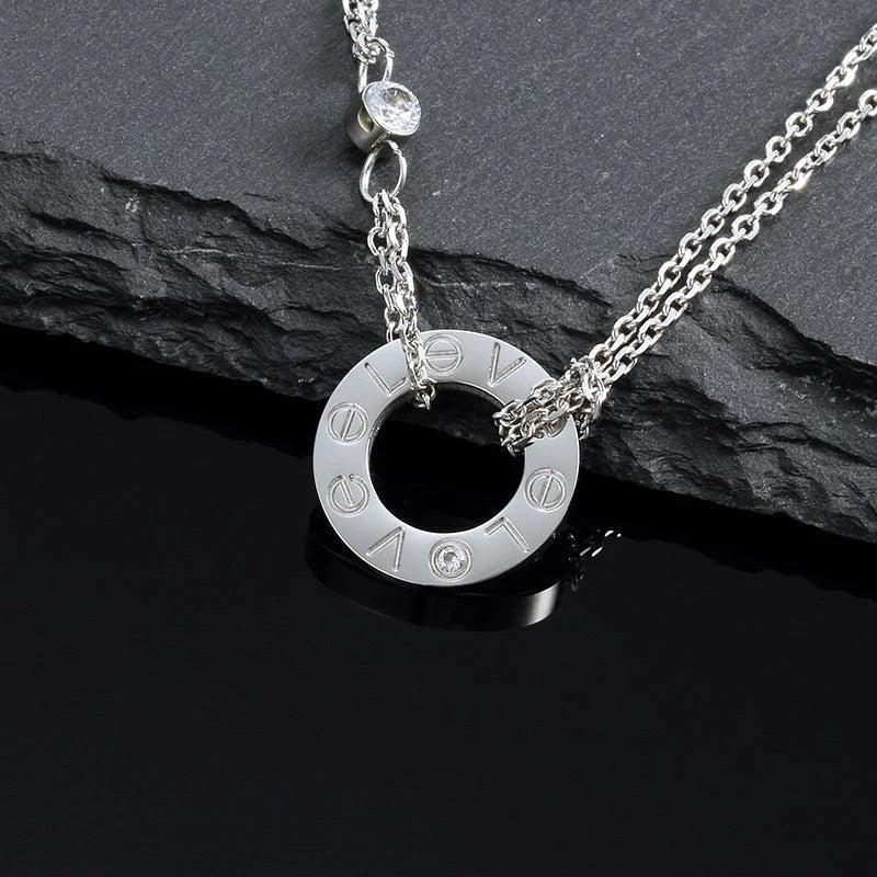 [Luxe Jewelry]LOVE NECKLACE 16MM 2 DIAMONDS