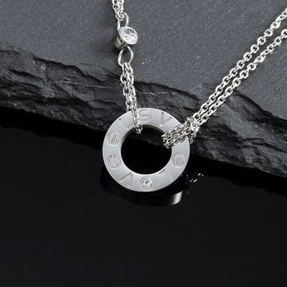 [Luxe Jewelry]LOVE NECKLACE 16MM 2 DIAMONDS