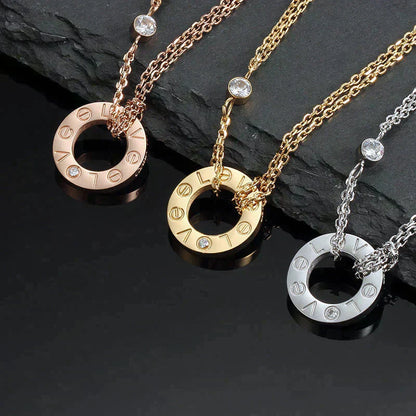 [Luxe Jewelry]LOVE NECKLACE 16MM 2 DIAMONDS