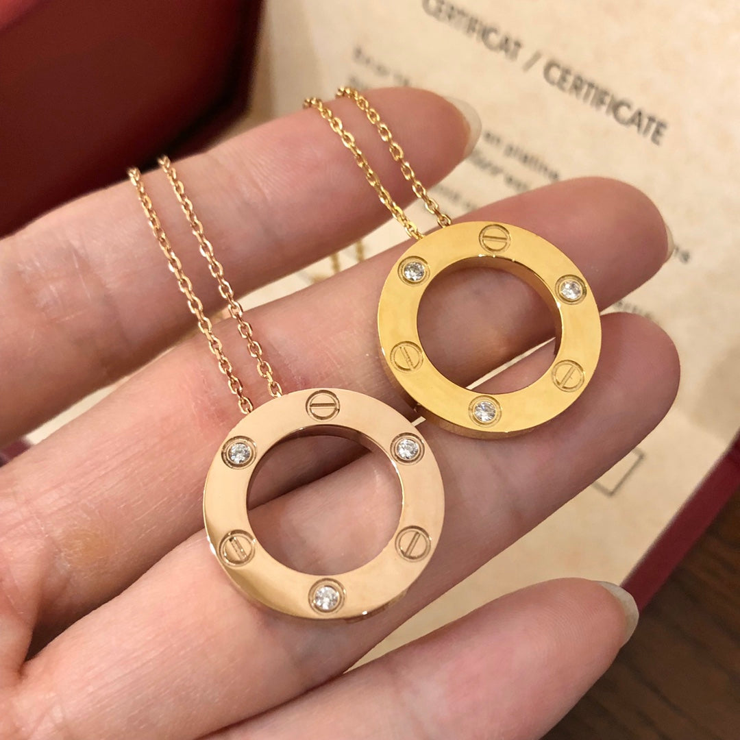 [Luxe Jewelry]LOVE NECKLACE 16MM 3 DIAMONDS