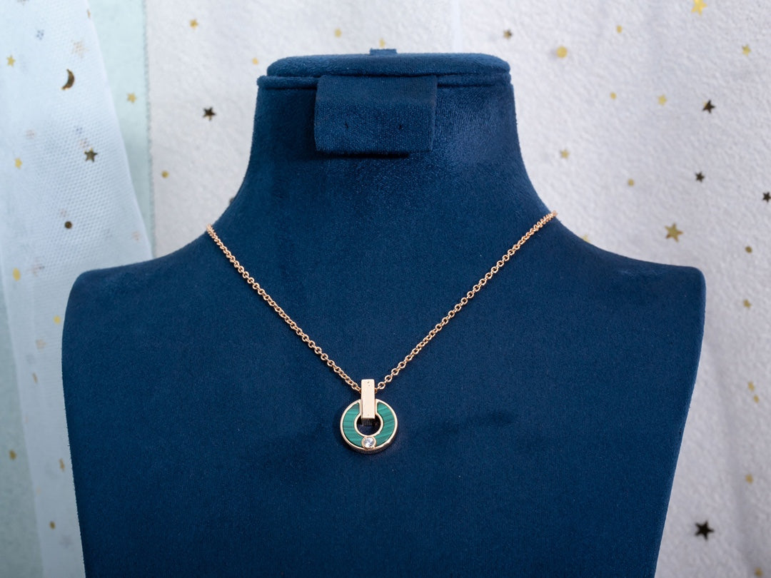 [Luxe Jewelry]GARI NECKLACE PINK GOLD MALACHITE