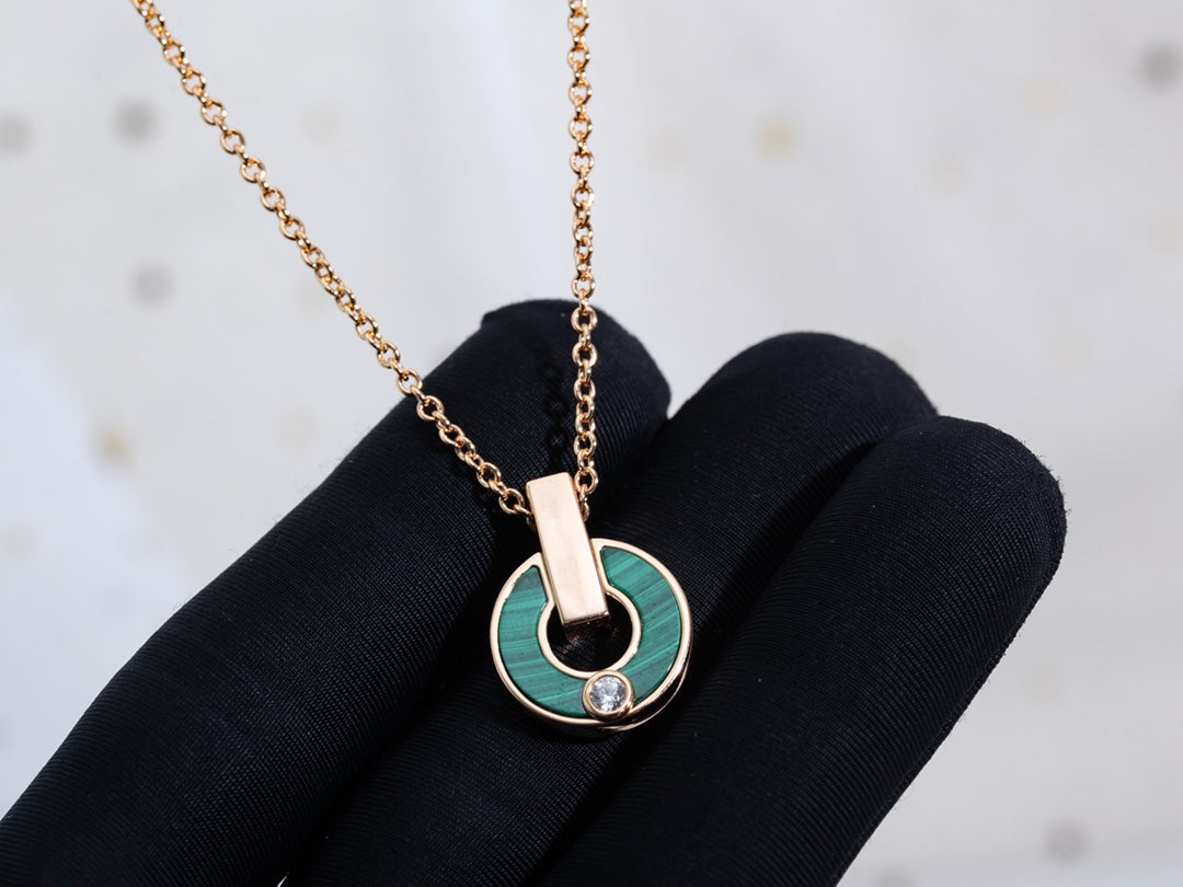 [Luxe Jewelry]GARI NECKLACE PINK GOLD MALACHITE