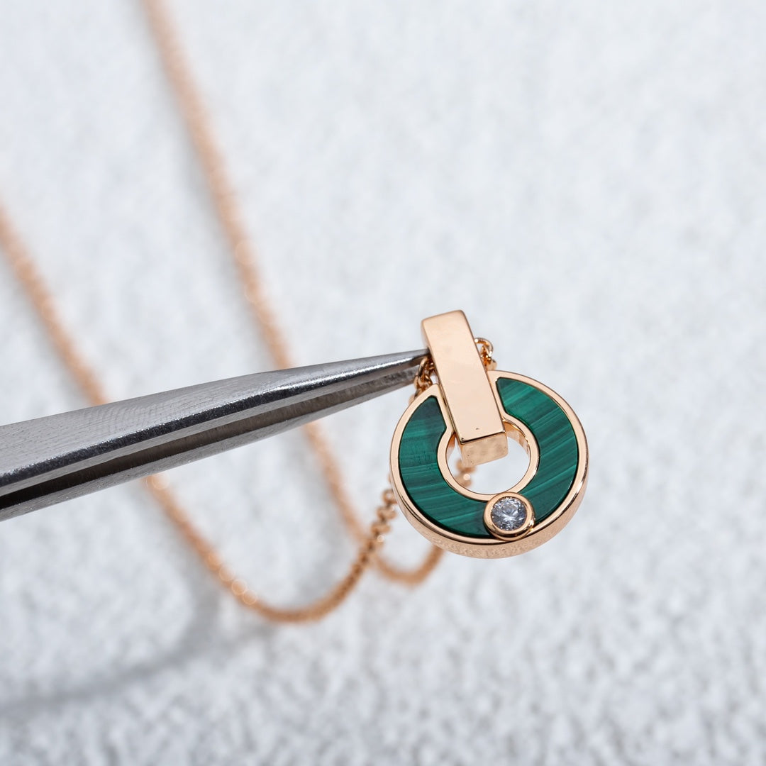 [Luxe Jewelry]GARI NECKLACE PINK GOLD MALACHITE