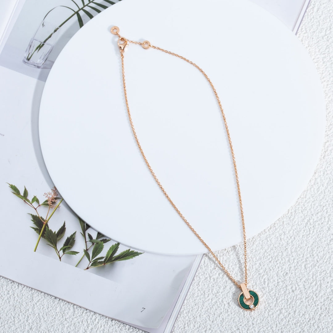 [Luxe Jewelry]GARI NECKLACE PINK GOLD MALACHITE