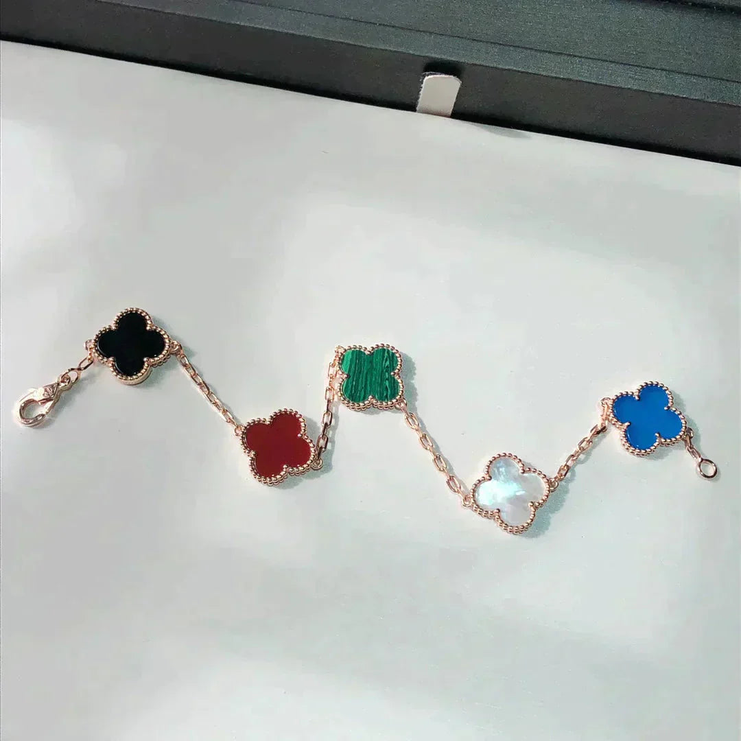 [Luxe Jewelry]CLOVER 5 MOTIFS MULTICOLOR  BRACELET