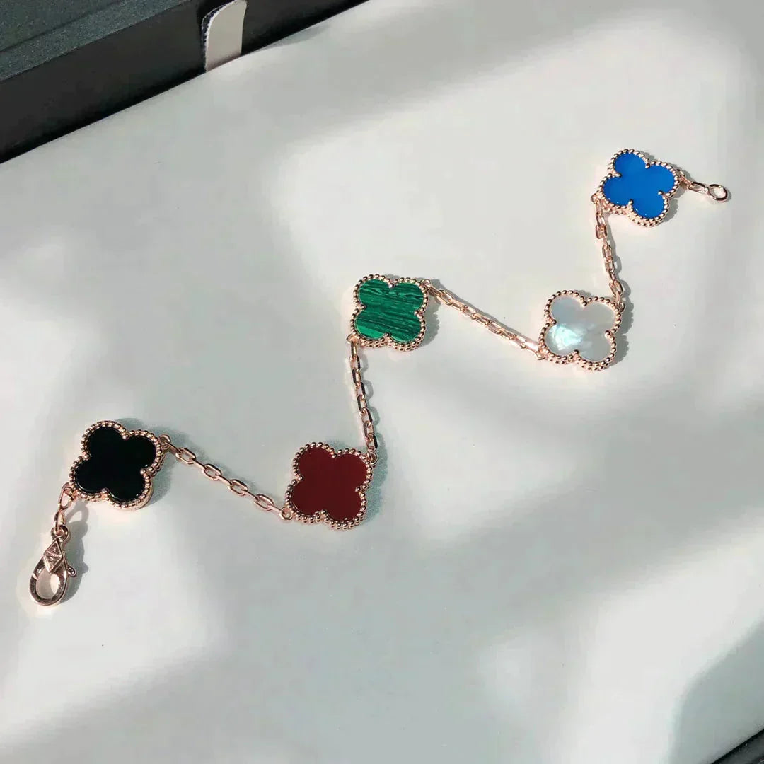 [Luxe Jewelry]CLOVER 5 MOTIFS MULTICOLOR  BRACELET