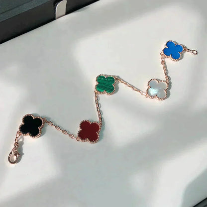 [Luxe Jewelry]CLOVER 5 MOTIFS MULTICOLOR  BRACELET