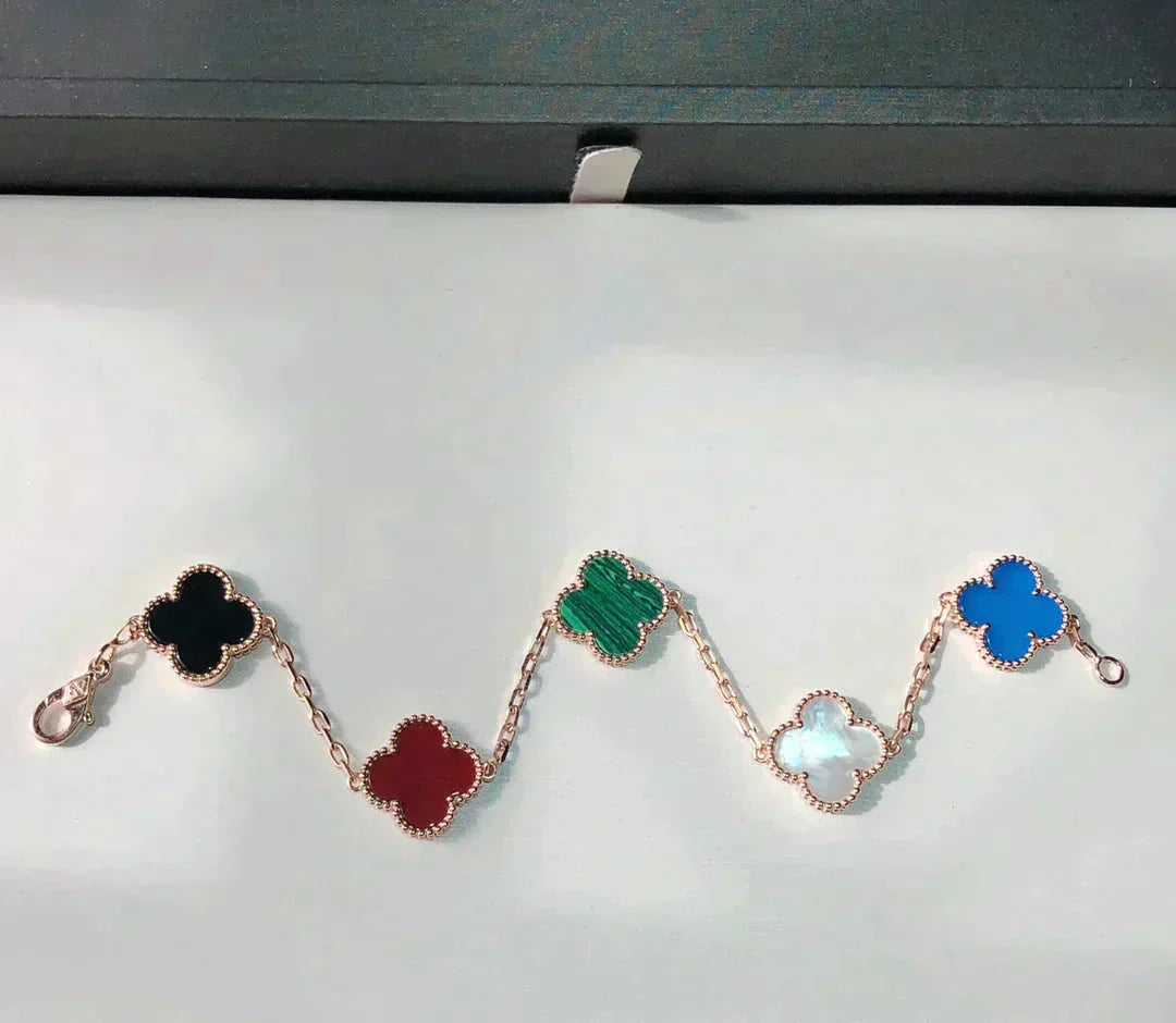 [Luxe Jewelry]CLOVER 5 MOTIFS MULTICOLOR  BRACELET