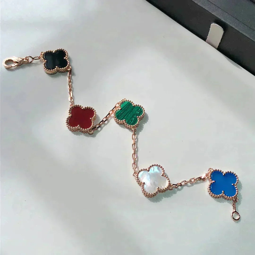 [Luxe Jewelry]CLOVER 5 MOTIFS MULTICOLOR  BRACELET