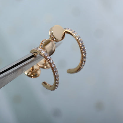 [Luxe Jewelry]JUSTE EARRINGS 12.75MM PINK GOLD DIAMOND