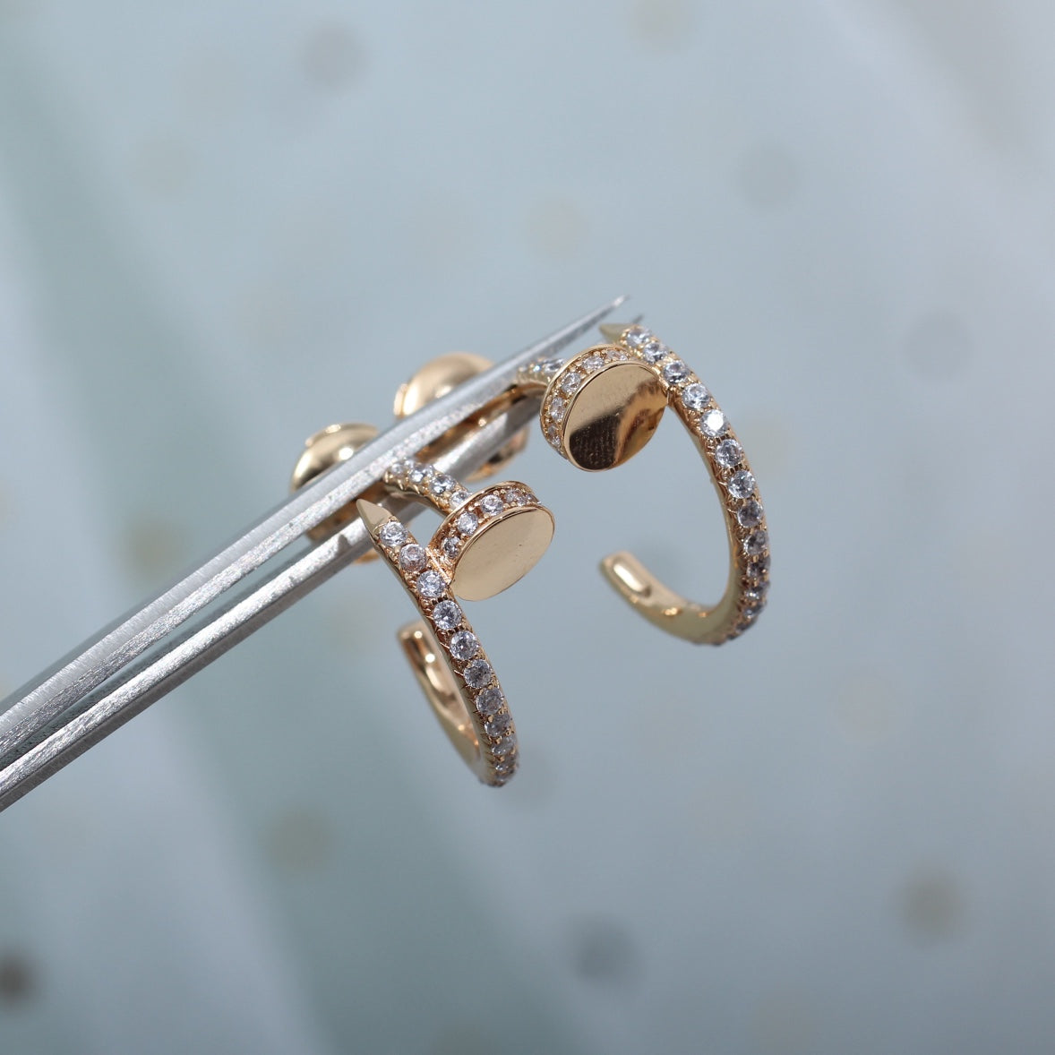 [Luxe Jewelry]JUSTE EARRINGS 12.75MM PINK GOLD DIAMOND