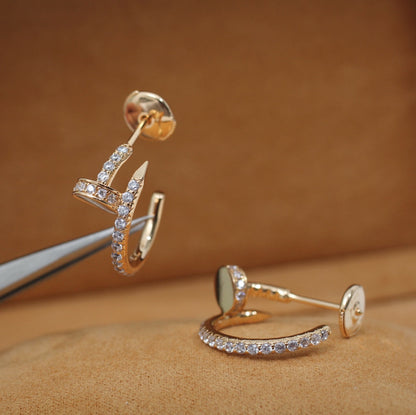 [Luxe Jewelry]JUSTE EARRINGS 12.75MM PINK GOLD DIAMOND