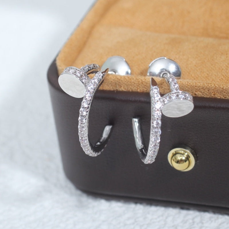 [Luxe Jewelry]JUSTE EARRINGS 12.75MM SILVER DIAMOND