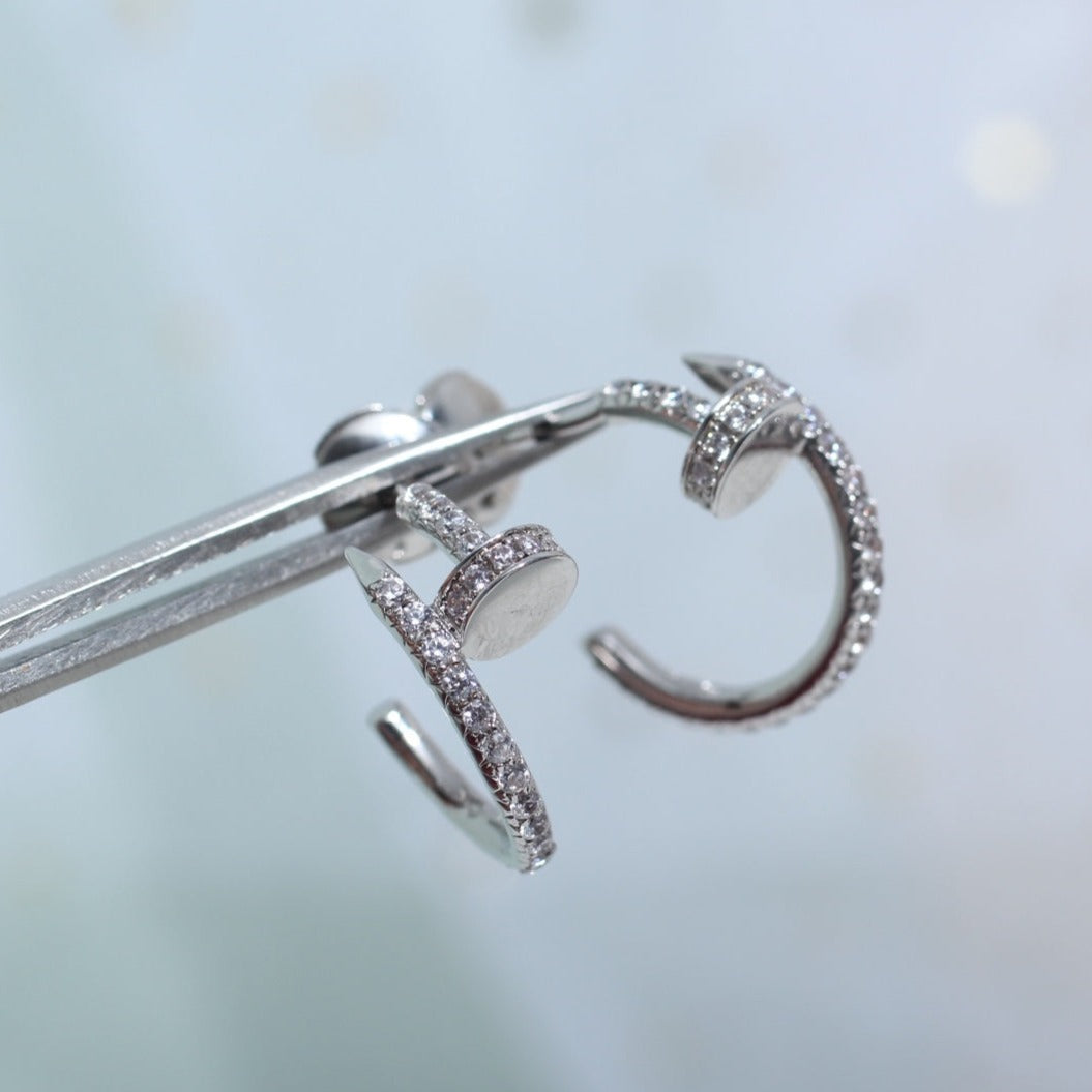 [Luxe Jewelry]JUSTE EARRINGS 12.75MM SILVER DIAMOND