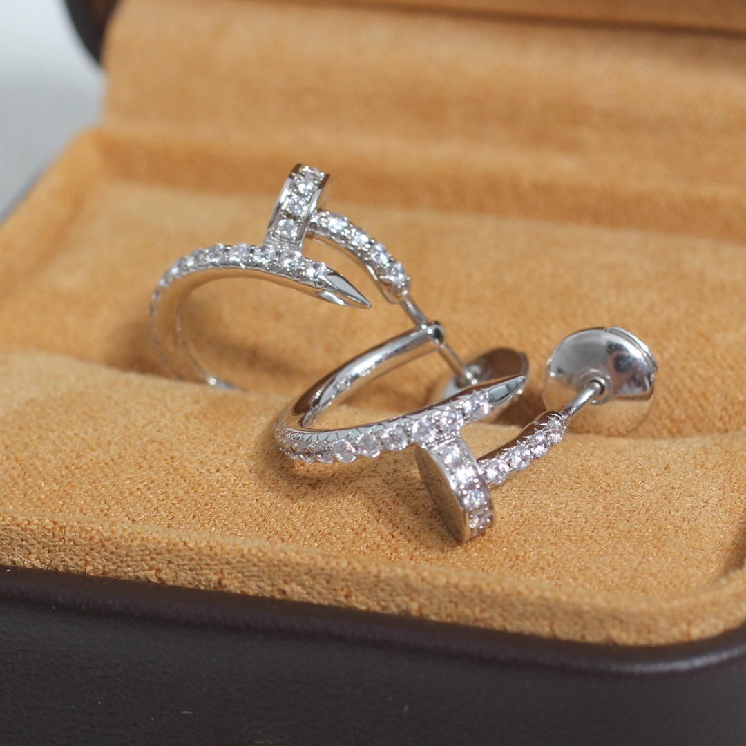 [Luxe Jewelry]JUSTE EARRINGS 12.75MM SILVER DIAMOND