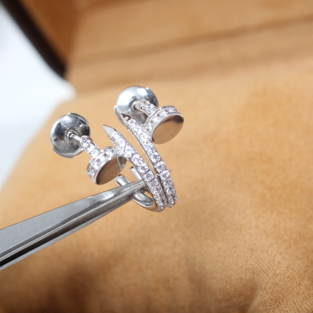 [Luxe Jewelry]JUSTE EARRINGS 12.75MM SILVER DIAMOND