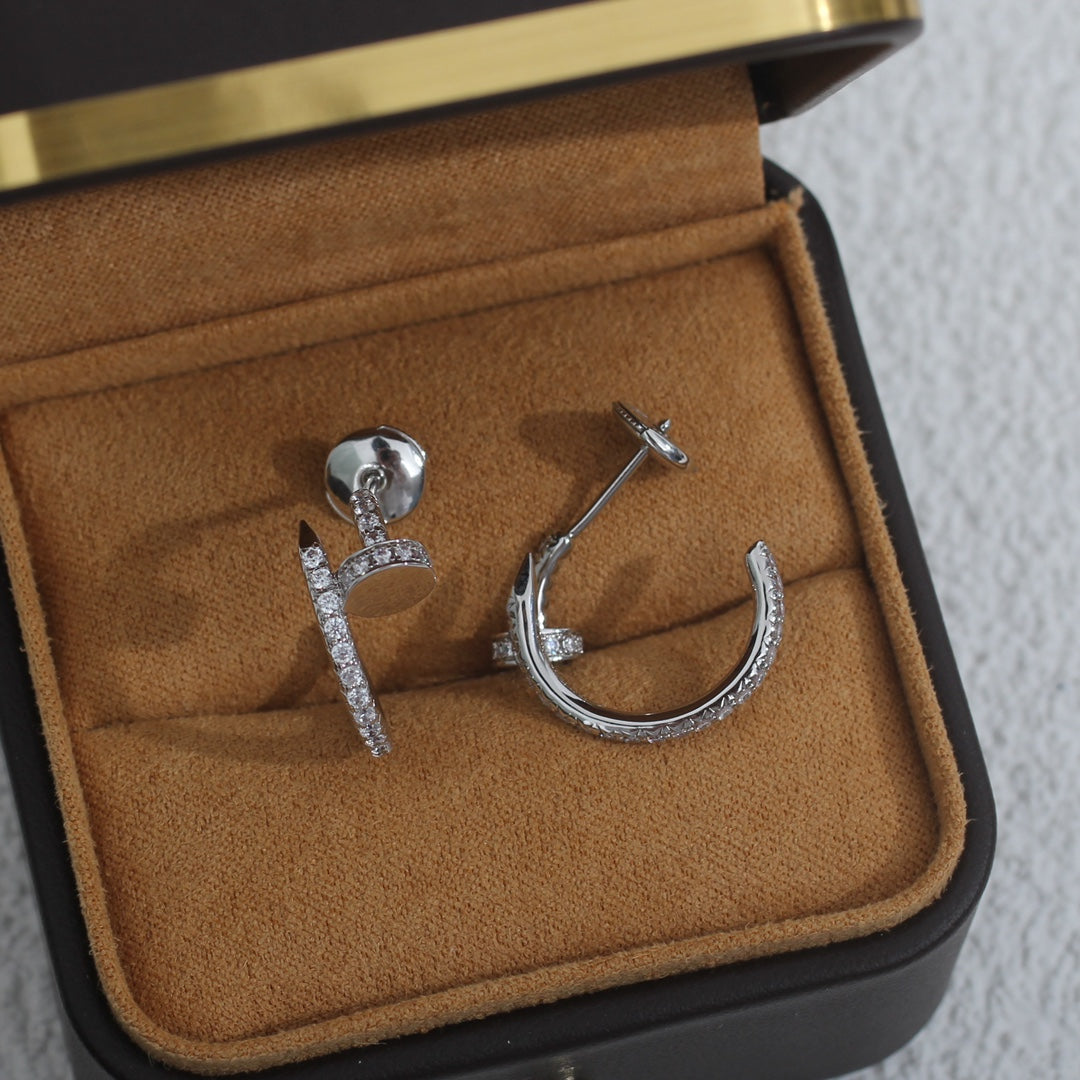 [Luxe Jewelry]JUSTE EARRINGS 12.75MM SILVER DIAMOND