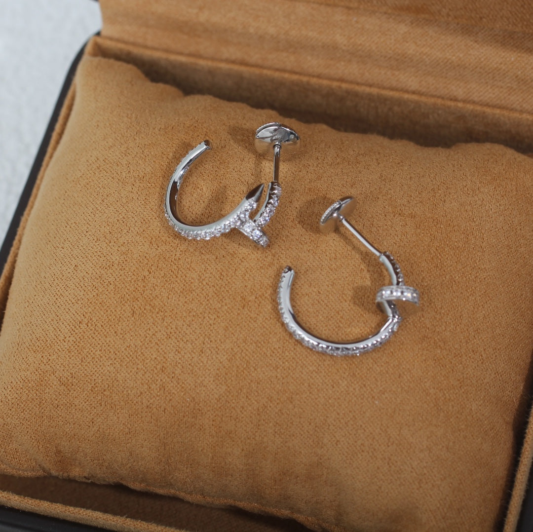 [Luxe Jewelry]JUSTE EARRINGS 12.75MM SILVER DIAMOND