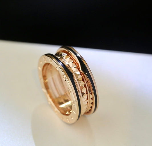 [Luxe Jewelry]ZERO 1 PINK GOLD BLACK CERAMIC RING