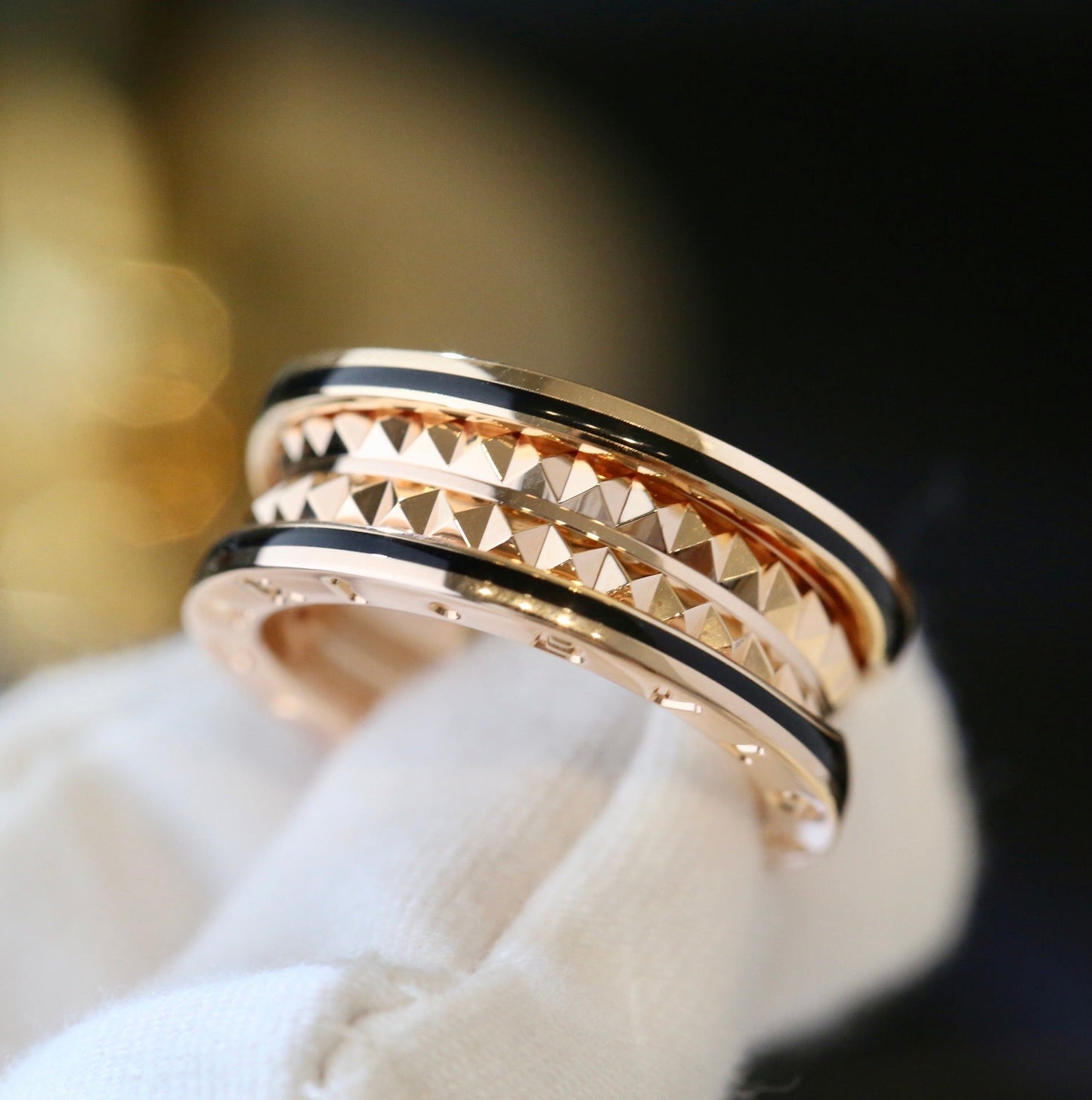 [Luxe Jewelry]ZERO 1 PINK GOLD BLACK CERAMIC RING