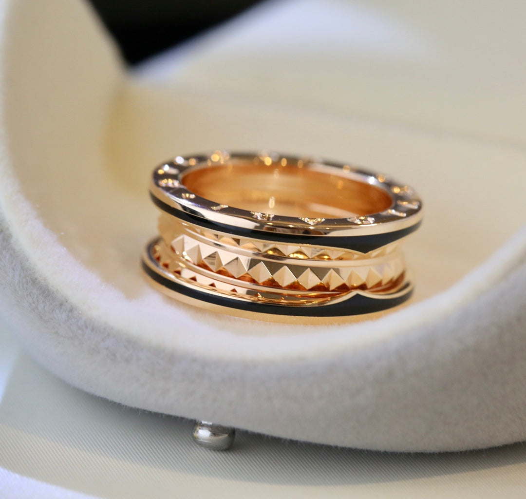 [Luxe Jewelry]ZERO 1 PINK GOLD BLACK CERAMIC RING