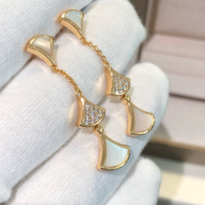 [Luxe Jewelry]DREAM EARRINGS 3 MOTIFS DIAMOND MOP PINK GOLD