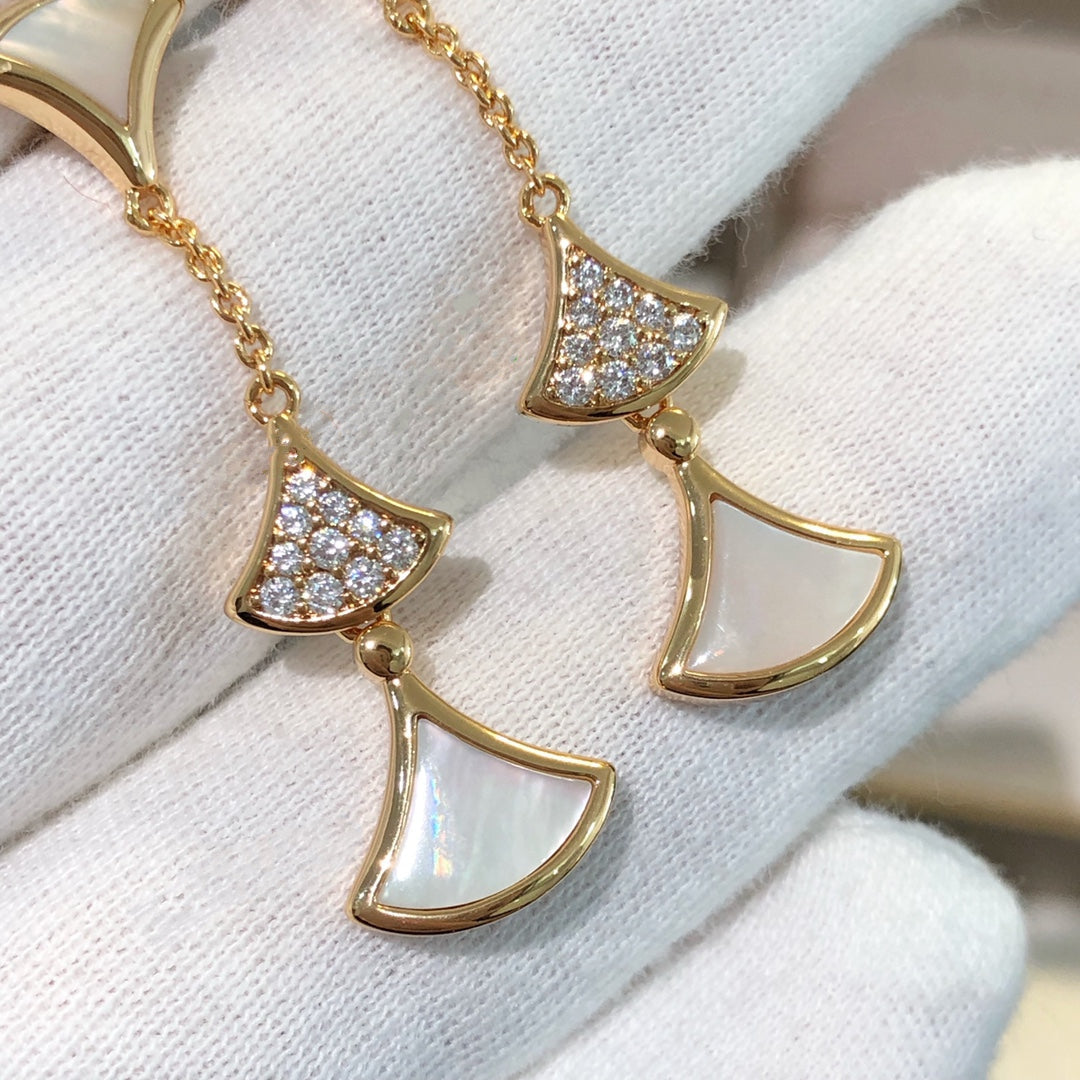[Luxe Jewelry]DREAM EARRINGS 3 MOTIFS DIAMOND MOP PINK GOLD