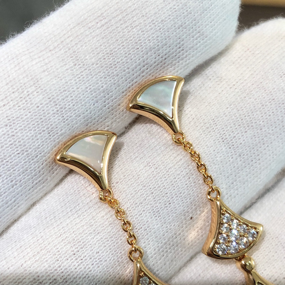 [Luxe Jewelry]DREAM EARRINGS 3 MOTIFS DIAMOND MOP PINK GOLD