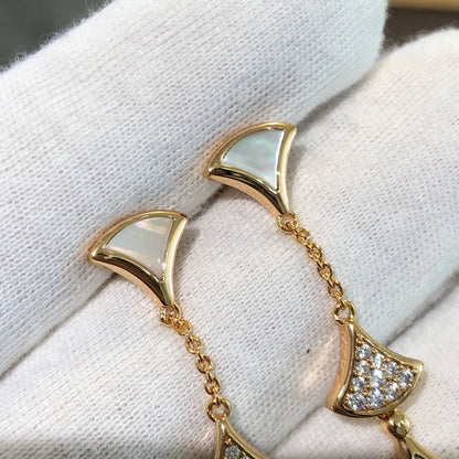 [Luxe Jewelry]DREAM EARRINGS 3 MOTIFS DIAMOND MOP PINK GOLD