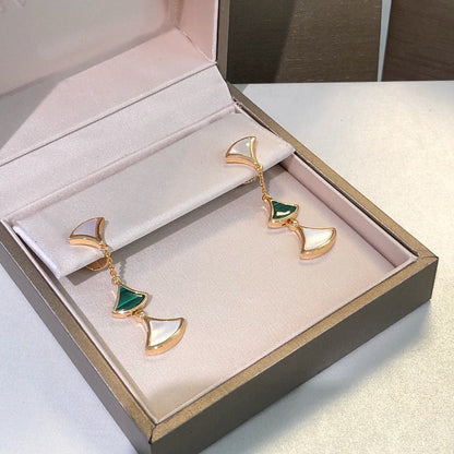 [Luxe Jewelry]DREAM EARRINGS 3 MOTIFS MALACHITE MOP PINK GOLD