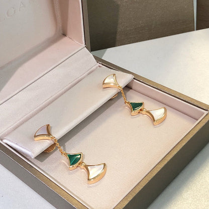 [Luxe Jewelry]DREAM EARRINGS 3 MOTIFS MALACHITE MOP PINK GOLD