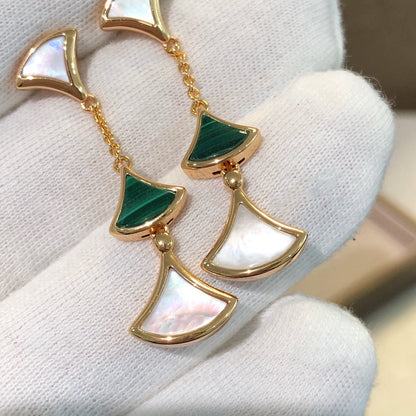 [Luxe Jewelry]DREAM EARRINGS 3 MOTIFS MALACHITE MOP PINK GOLD