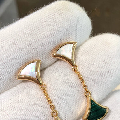 [Luxe Jewelry]DREAM EARRINGS 3 MOTIFS MALACHITE MOP PINK GOLD