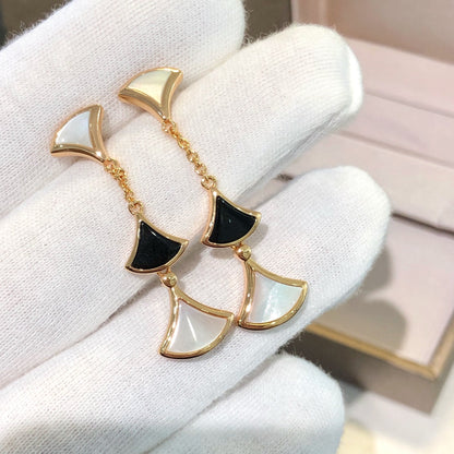 [Luxe Jewelry]DREAM EARRINGS 3 MOTIFS ONYX MOP PINK GOLD