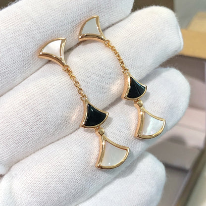 [Luxe Jewelry]DREAM EARRINGS 3 MOTIFS ONYX MOP PINK GOLD