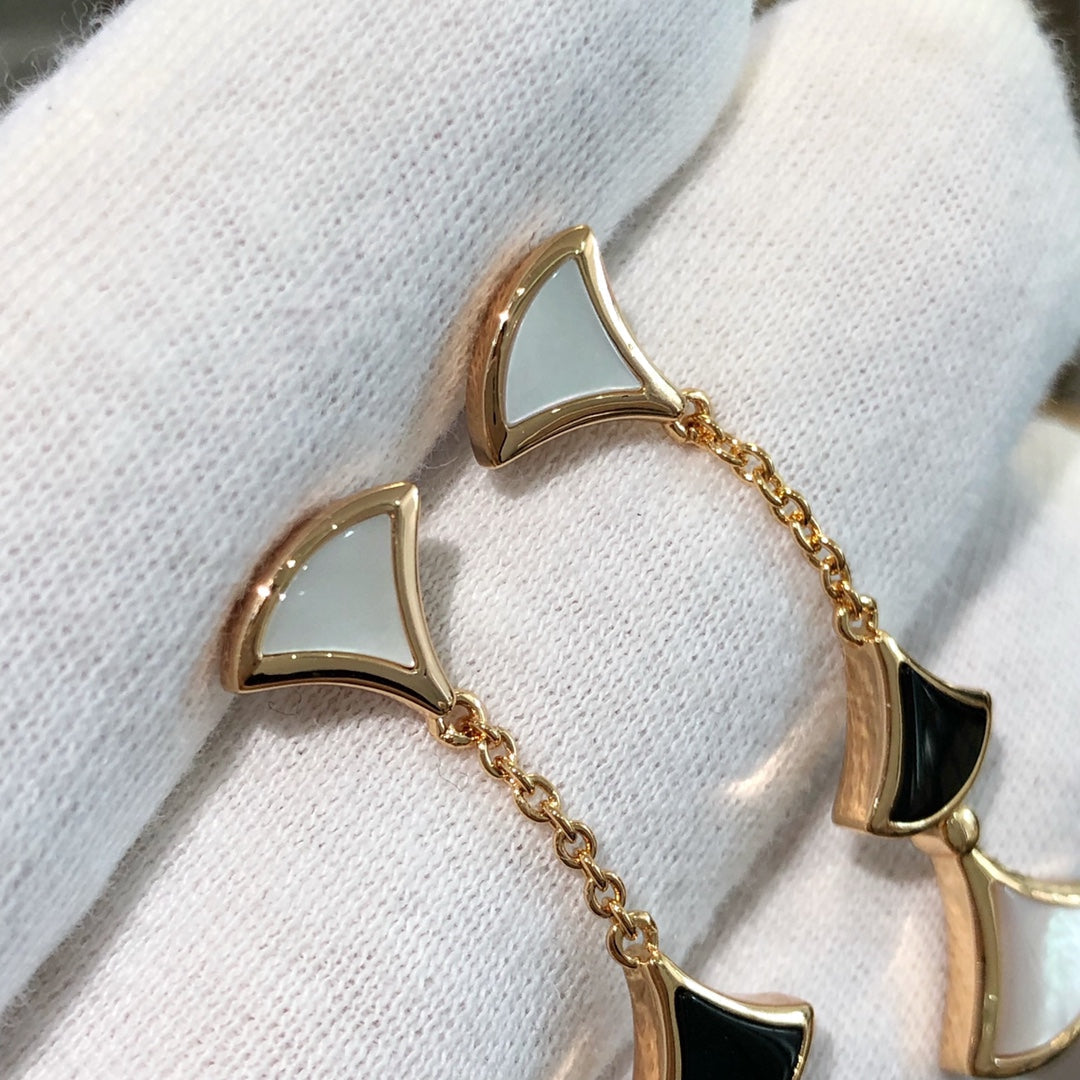 [Luxe Jewelry]DREAM EARRINGS 3 MOTIFS ONYX MOP PINK GOLD