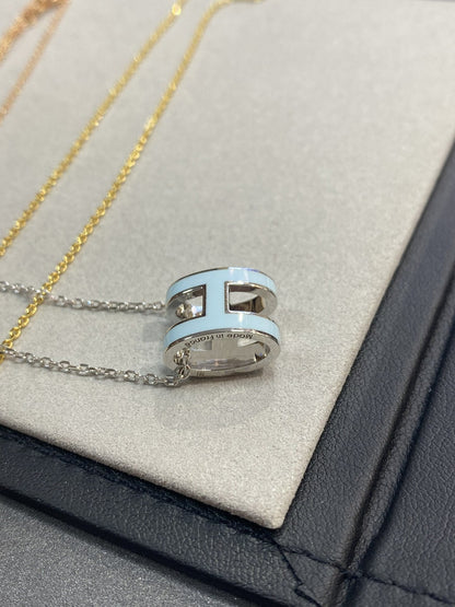 [Luxe Jewelry]POP H LIGHT BLUE NECKLACE