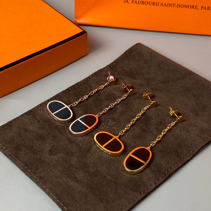 [Luxe Jewelry]CHAINE VERSO BLACK CERAMIC EARRINGS