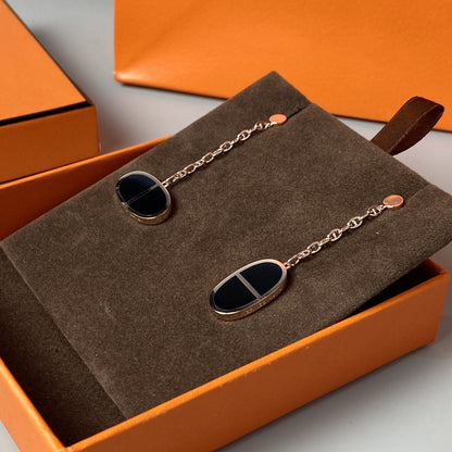 [Luxe Jewelry]CHAINE VERSO BLACK CERAMIC EARRINGS