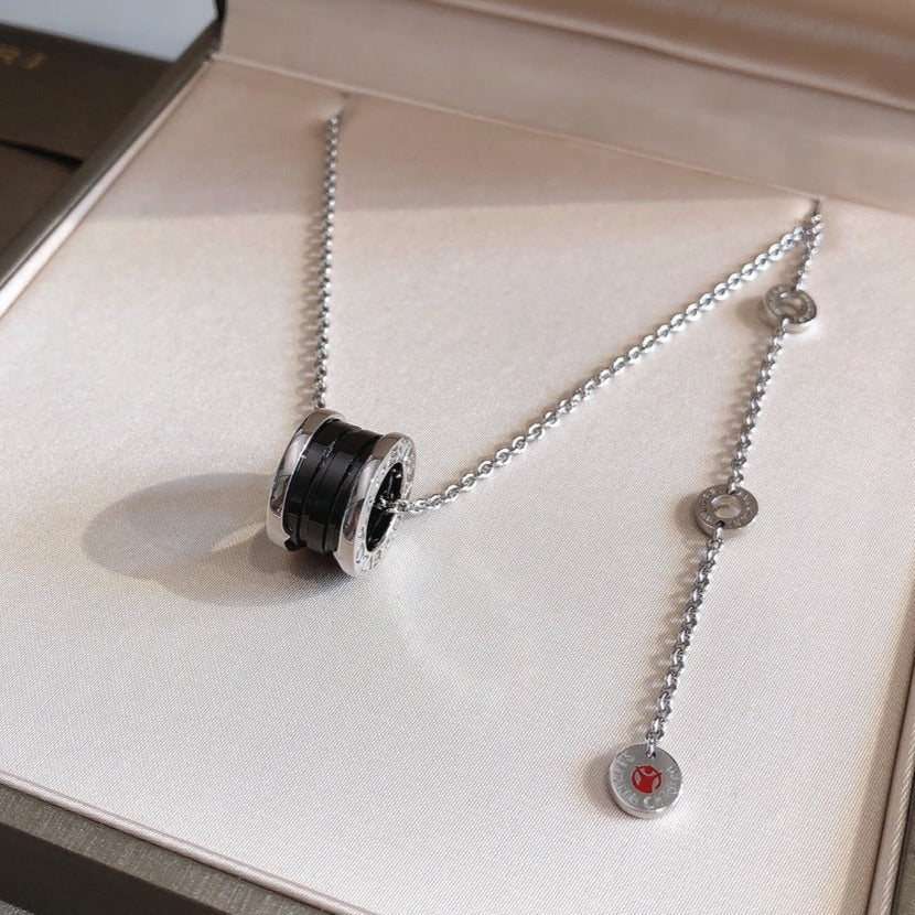 [Luxe Jewelry]ZERO 1 BLACK CERAMIC SILVER NECKLACE