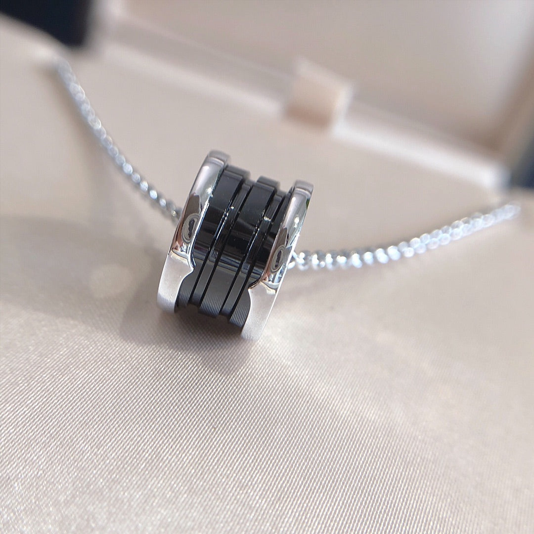 [Luxe Jewelry]ZERO 1 BLACK CERAMIC SILVER NECKLACE