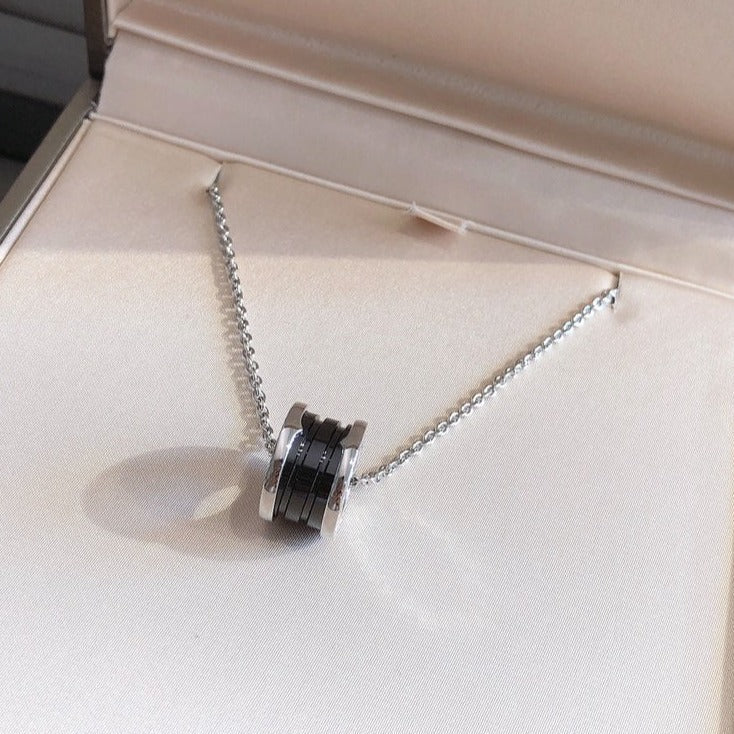 [Luxe Jewelry]ZERO 1 BLACK CERAMIC SILVER NECKLACE