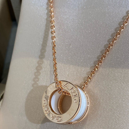 [Luxe Jewelry]ZERO 1 WHITE CERAMIC PINK GOLD NECKLACE