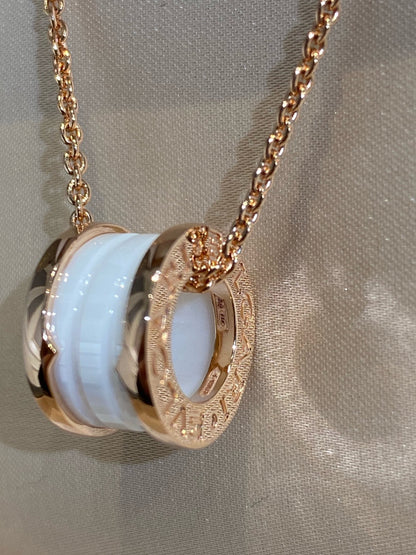 [Luxe Jewelry]ZERO 1 WHITE CERAMIC PINK GOLD NECKLACE