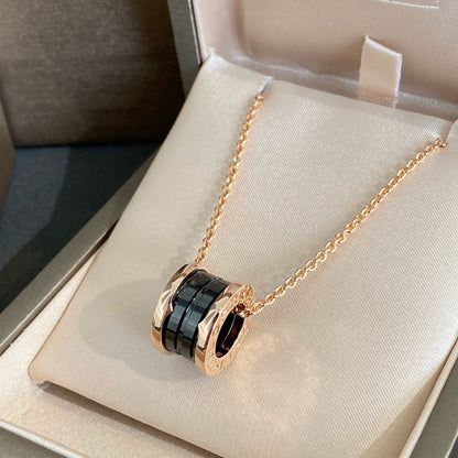 [Luxe Jewelry]ZERO 1 BLACK CERAMIC PINK GOLD NECKLACE