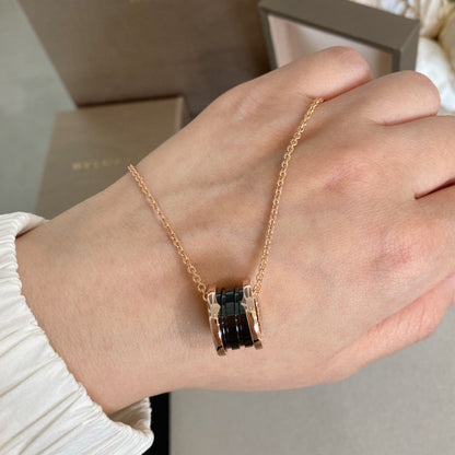 [Luxe Jewelry]ZERO 1 BLACK CERAMIC PINK GOLD NECKLACE