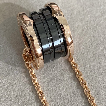 [Luxe Jewelry]ZERO 1 BLACK CERAMIC PINK GOLD NECKLACE